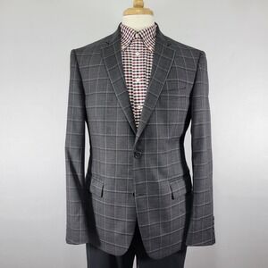 Nordstrom Men's Sport Coat Blazer Two Button Gray Glen Plaid Wool Size 42L